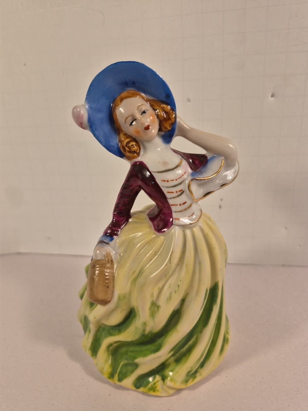 Vintage Victorian Porcelain Lady Figurine in a Gold Trim Gown Occupied Japan 6"